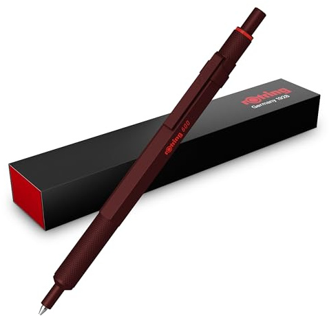 rOtring 600 Kugelschreiber | Mittlere Spitze | Schwarze Tinte | Stift mit Vollmetallschaft | Schokoladenbraun | Rutschfeste, gerändelte Griffzone und Sechskantschaft | Nachfüllbar