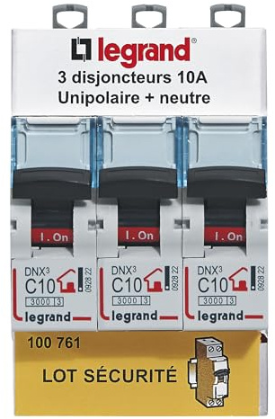 LEGRAND | Multipack 3 MCB 10A, Lot De 3 Disjoncteurs DNX³, Visualisation Immédiate Du Circuit Défaillant, Arrivée Haute Et Sortie Basse Par Bornes À Vis, Alimentation Par Peigne Ou Câble