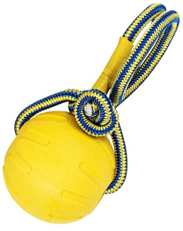 Hundeball mit Griff – Unzerstörbares Spielzeug für starke Kauer, interaktiver Ball für energische Hunde | Trainingszubehör mit Beißknoten, perfekt für Stimulation