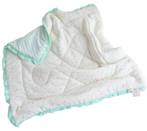 Asukohu Coperta per bambini con bordo in pizzo confortevole trapunta con retro punteggiato design morbido e traspirante piumino caldo per bambini