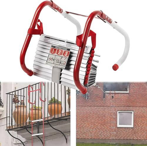 Escalera de Escape en Caso de Incendio - Escalera de Cuerda de Seguridad para evacuación con peldaños Antideslizantes - Adecuada para Escape de Emergencia en Caso de Incendio