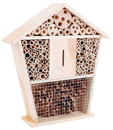GLOGLOW Insektshotell X 2,6 Tum Liten pollinatormiljö med Hängande Design för Trädgårds Uteplats Yard Utomhusdekoration och Naturälskare Bee House Pineträ Insektshus 9,8 X 8,7 Trädgårdsarbete