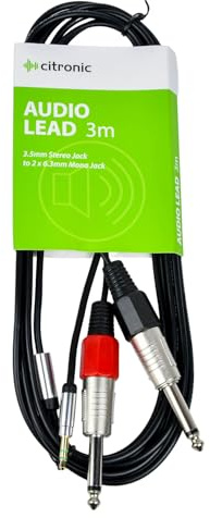 chord S3J-26J300 - Cavo stereo da 3,5 mm a 2 jack mono da 6,3 mm, 3 m
