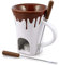 Swissmar Nostalgia Schokoladenfondue-Becher-Set 4-teilig, Keramik/Edelstahl, Weiß/Braun, 120 ml, Teelichtbeheizt, Spülmaschinenfest, in Geschenkverpackung