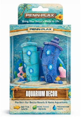 Penn-Plax Spongebob Bikini Bottom Homes - Aquarium Decor - Durable Resin Aquarium Ornament for Betta Bowls, Small Fish Tanks, or Nautical Displays - Safe for Freshwater & Saltwater - Blue, 3-Inch