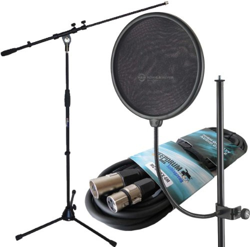 K & M 23966 Pop Filter and Keepdrum Microphone Stand + 6 m Microphone Cable