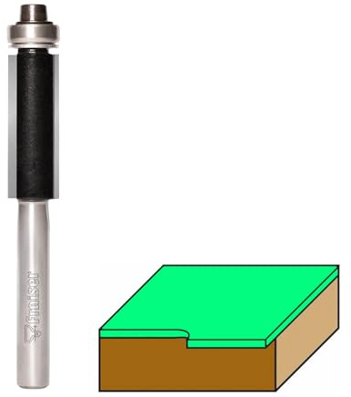 Fraiser Fresa per rifilare con cuscinetto inferiore - 2 taglienti in metallo duro, diametro 12,7 mm, altezza di taglio 25,4 mm, gambo 6 mm - per fresatrice verticale e rifilatore