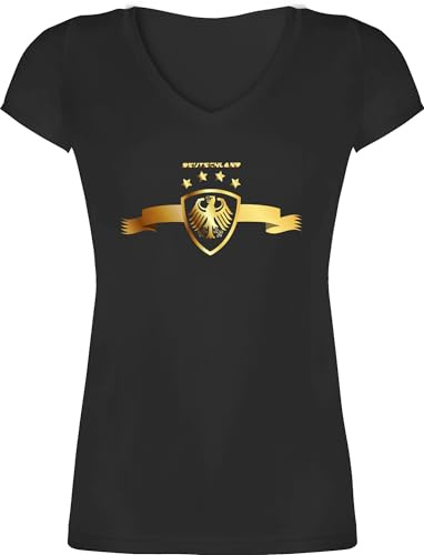 Shirtracer - T-Shirt Damen V Ausschnitt - Fußball EM WM - Deutschland Adler Germany