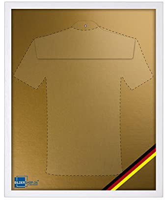 Bildershop-24 Objektrahmen Trikotrahmen aus Massivholz VARIO36 WM inkl. Bügel, Deutschland Banner und Passepartout 80x100cm Weiß matt (lackiert) Geschenk Papa Freund