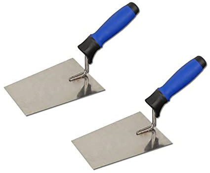 DEWEPRO 2er Set Italienische Tiroler Maurerkelle 160x115x90mm Edelstahlblatt G-Hals ergonomischer 2-Komponenten-Griff Profiqualität für Putz Mörtel Renovierung Heimwerker