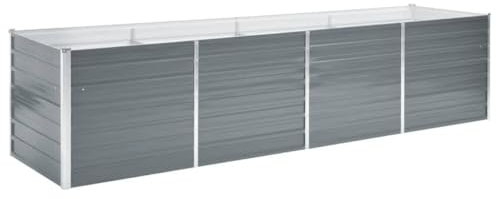 vidaXL Garten Pflanzkübel Verzinkter Stahl 320x80x77cm Grau Blumenkasten Hochbeet
