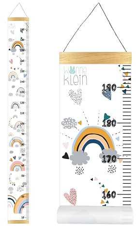 wonneklein Regenbogen Kinder Messlatte I Größenmesser I Dekoration Kinderzimmer I aufrollbar I mit extra Box