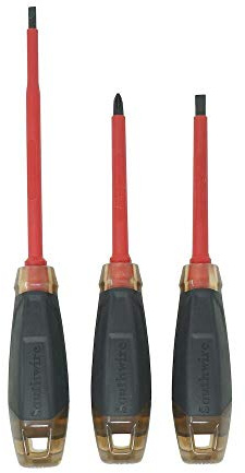 Southwire SDISET3 3-Piece Insulated Screwdriver Set with Phillips; Slotted; and Shank Bits