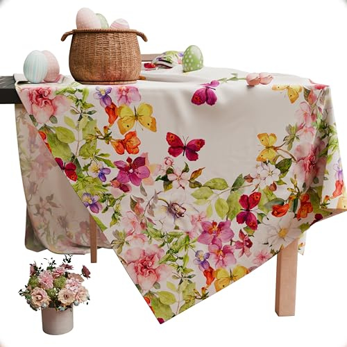 PETTI Artigiani Italiani - Tovaglia Antimacchia Rettangolare Copritavolo Cucina Disegno Farfalle X6 Posti (140x180 cm) 100% Made in Italy