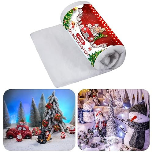 BBTO Set di Coperta di Neve Natale Coperte di Neve Artificiale per Sfondo del Villaggio di Natale Decorazioni, 60 Pollici x 6,6 Feet (1 Pezzo)