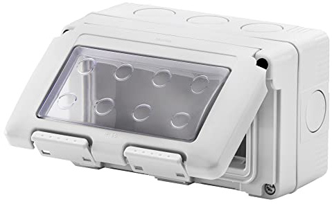 Gewiss Caja de superficie estanca Serie 27 para mecanismos SYSTEM de , IP55-4 Módulos, Gris RAL 7035, GW27044DY