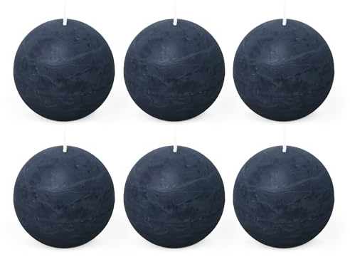 Spaas 6x Bougie Boule Rustique 80 mm 24h - bleu foncé