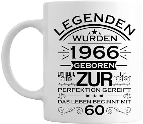 60 Geburtstag Legenden 1966 geboren Keramik 375 Milliliter Mann Frau Scherzartikel Tasse Kaffeebecher Geschenkidee (60 Jahre)