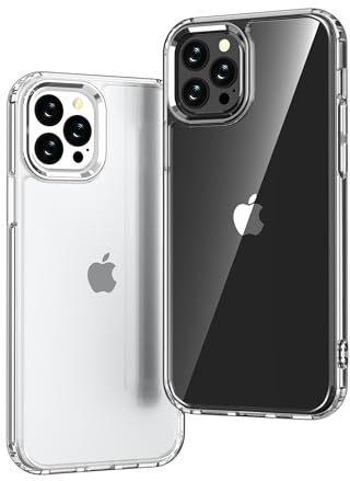 Ones Coque Transparente HD Rigide Fine iPhone 12 Pro Max『Antichoc Airbag』『Bord Élevé Protege Caméra Écran』[Anti-Jaunissement] [Antidérapant], PC + TPU Hybrid Protection Silicone Cas pour Apple 6,7