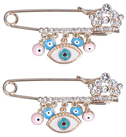 PerGar 2 Stück Broschennadeln, Strass-Broschennadeln, Pullover-Schal-Clip-Ausschnitt-Sicherheitsnadel, Blaue Sicherheitsnadel-Brosche, Künstliche Strass-Broschen für