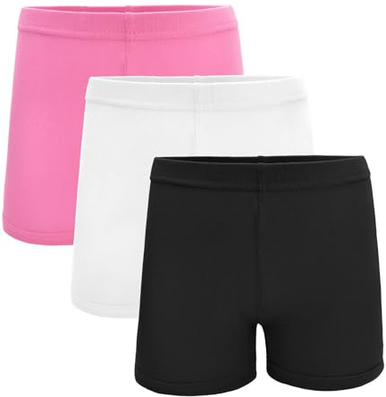 Short de Cyclisme pour Filles, Lot de 3 - Short Respirant et Confortable pour Filles - Short de Sport élastique et sûr pour la Danse et Le vélo - Associé à des Jupes pour Les Enfants de 3-4 Ans
