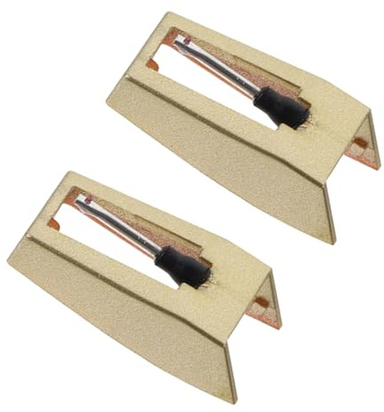 Aguja de Tocadiscos Dorada de Aluminio Abs, Repuesto 2 Piezas | Compatible Tocadiscos y Fonógrafo, Sonido Claro, Estilo Elegante, para Discos y Plato Vinilo