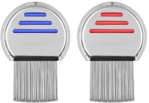 Tiardey 2PCS luskam extra fin återanvändbar luskam, tar säkert bort löss för husdjur och vuxna huvudlössbehandling (röd och blå)