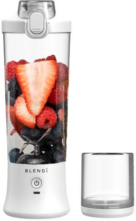 BLENDi X – Grand mélangeur de voyage personnel rechargeable par USB sans BPA avec acier inoxydable – Idéal pour les boissons protéinées, les smoothies et les boissons mélangées (blanc, 700 ml)