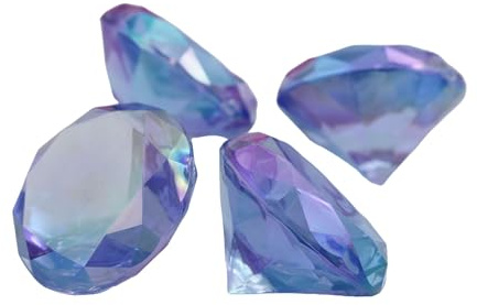 Allstarco 60mm (2-3/8) Saphirblau AB Acryl-Diamant Confetti, 4 Stk. | Groß Deko-Schmucksteine, facettierte reflektierende Oberfläche, ideal für Hochzeit Tisch-Streudeko, Centerpieces, Vasenfüller
