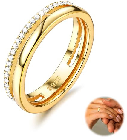 YADOCA Ring Silber 925 Damen Verlobungsring Eheringe Engagement Ringe Frauen Daumenring Einfache Band Gold Ring für Damen Schmuck Geschenke für Frauen Größe 52