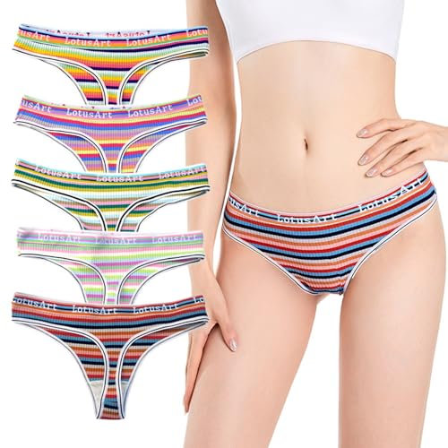 CSWH 5er Pack Slip Damen Baumwoll Unterhosen Hipster Frauen Bunte Niedrige Taille Unterwäsche Women Panties Unterhose Set Pantys Mehrpack M-XXL