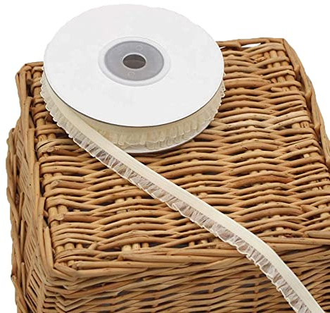 Anevous 10 Yards 10 mm Spitzenband, Elastisches Stoff Spitze Spitzenborte, Vintage Spitze Borten Dekoband Nähen Zierband für DIY Handwerk, Kostüme Dekoration, Hochzeit Deko,Beige