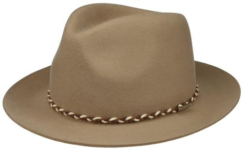 Stetson Willmount Fedora Hut - Wollfilzhut mit Asahi Guard - Filzhut für Herren - Herrenhut beige XXL (62-63 cm)