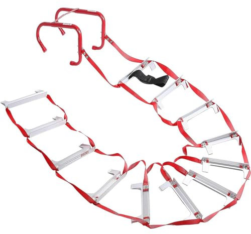 ZXXDSMYF Feuerleiter, Feuerleiter für Erwachsene und Kinder, tragbare Balkon-Feuerleiter, Brandschutzleiter mit rutschfesten Sprossen, 32ft/10m,10M/32FT