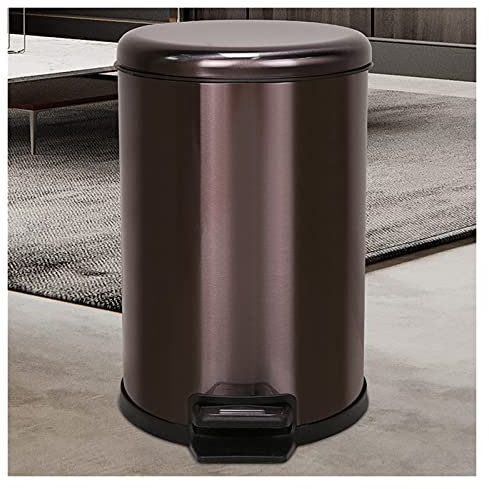 Pattumiera da cucina con chiusura ammortizzata, 12 l, a mani libere, con pedale, colore: nero