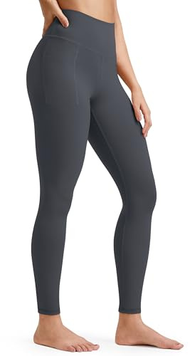 G4Free Leggings with Pockets for Women Women Yoga Pants Leggings (Deep Grey,L,27 Inseam)