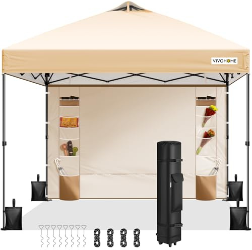 VIVOHOME Tonnelle Pliante 3x3m avec Parois Latérales Hauteur Réglable