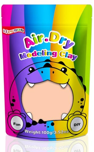 iFergoo Lufttrocknende Knete Ultra Light, Modelliermasse Selbsthärtend, Kreative Magische Clay für Kinder, DIY Bastelset, Geschenk für Jungen & Mädchen ab 3 Jahren 100g / 3.52oz (Hautfarbene Knete)