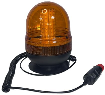 Rotativo Luz LED Estroboscópica Impermeble 12V - 24V 80 LEDs | Faro Rotativo magnético 80 LED SMD Luz de Emergencia Homologado ECE R10 EMC, 3 Modos de Iluminación - Flash de Rotación 360º,