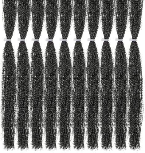 PATIKIL Crystal Flash Fil De Pêche À La Mouche, 10 Pack Kit Matériel De Montage De Mouches Étincelant Fil Holographique pour Mouches Sèches pour Fabriquer, Noir