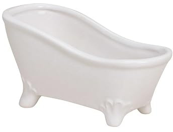 Seifenschale weiß - Form Badewanne Wanne Deko Badezimmer Dekowanne aus Keramik 16x7x9 cm (BxTxH)
