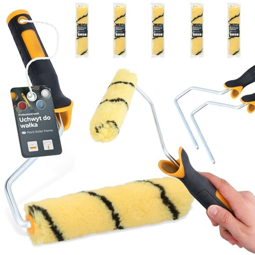 5x Rodillo Pintura 15 cm Recambio Laca Fachadas Pared 2x Soporte Herramientas Pintor Trabajo Renovación Gran Absorción Deslizamiento Suave Acabado Profesional