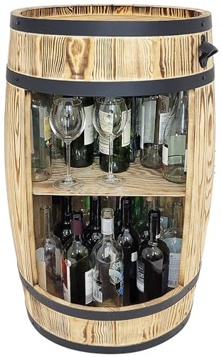 Rustikaler Weinfass Bartisch mit Flaschenregal Holz Home Bar Möbel für Wein und Bier Mini Bar Schrank 80 x 50 cm