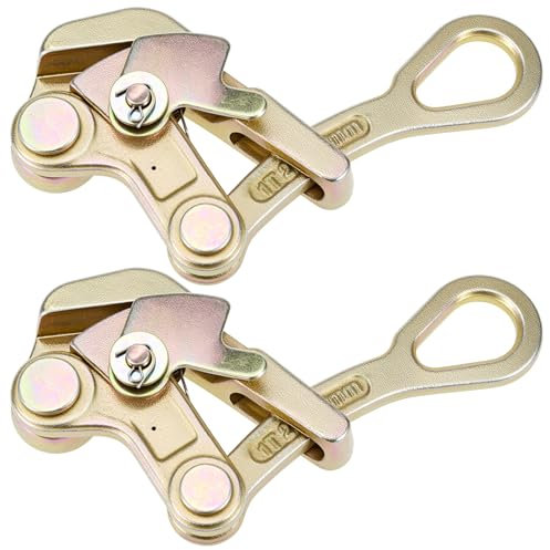 QWORK Wire Pulling Tool, 2 Pack 1 Ton (2204 Lbs) Cable Grip Wire Gripper, Steel Cable Puller Tool for 2.5-16mm Wire Rope