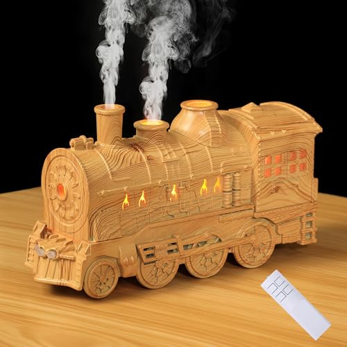 Foyucool Train Shape Humidifier, Essential Oil Diffuser with Night Light | 2 Spray Patterns and Jellyfish Shape Spray, Remote Control and Timing Function, for Office, Yoga and Relaxing