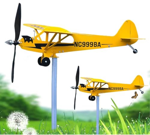 Metall Flugzeug Windmühle, Flugzeug Wetterfahne Dekoration, Garten Windrad Draußen GartenskulpturFlugzeug, Metall Windspiel Rasenspiel Spinner Dekoration Für Hof, Garten