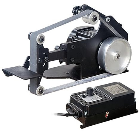 Amoladora de Banco, Lijadora de banda sin escobillas de 762x25mm, máquina afiladora de ángulo fijo de 800W, tiene 6 cortes de pulido de banda abrasiva gratis(Groen)