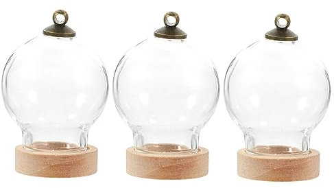 HOLIDYOYO 3stücke Mini Glasglocke Mit Holzsockel Transparente Glaskuppel Für Ewige Blumen Und Deko Stabil Kompakt Langlebig Für Diy Micro Landschaften Und Dekorative Objekte