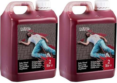 Boland 72243 - Sangre de Teatro, 2 litros en Bote, Sangre Falsa, Sangre de película, Sangre Falsa, Efecto Especial, heridas, Maquillaje, Halloween, Fiesta temática, Carnaval (Paquete de 2)
