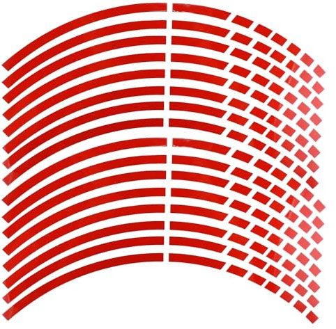 Partuto 16Pcs Pegatinas Para Llantas Arco-Forma Rojo Para 18 Pulgadas PET